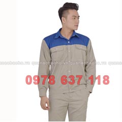 Áo bảo hộ lao động màu ghi phối xanh dương