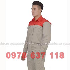 Áo bảo hộ lao động màu ghi phối đỏ