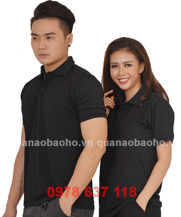 Áo phông cổ bẻ màu đen