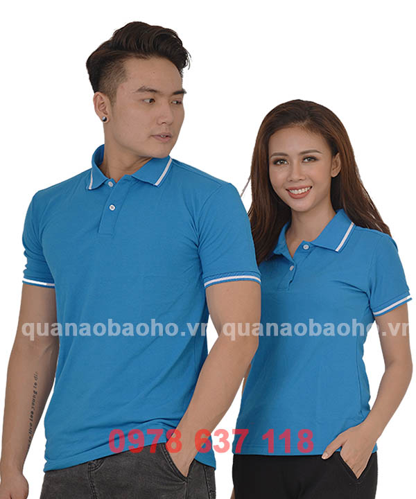 Áo phông cổ bẻ màu xanh YA