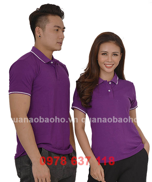 Áo phông cổ bẻ màu tím