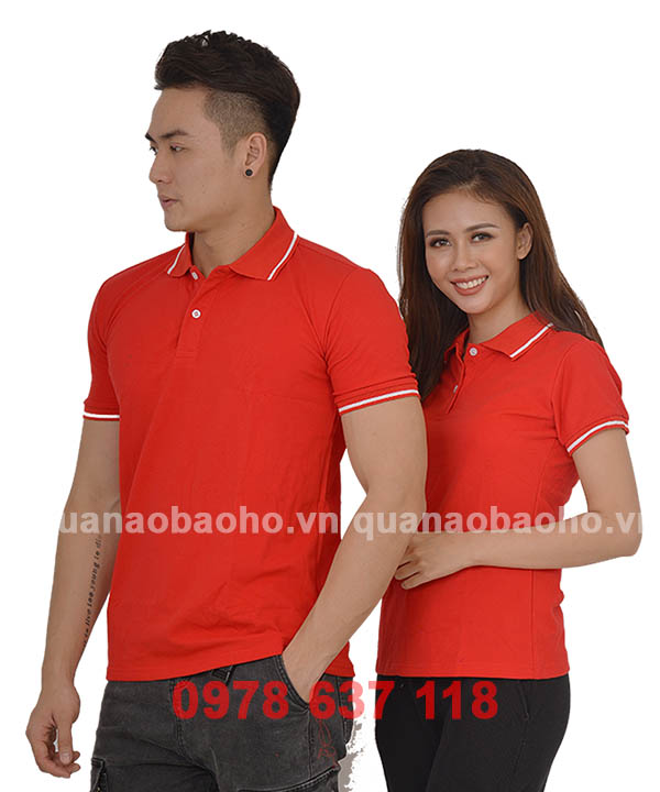 Áo phông cổ bẻ màu đỏ | Ao phong co be mau do