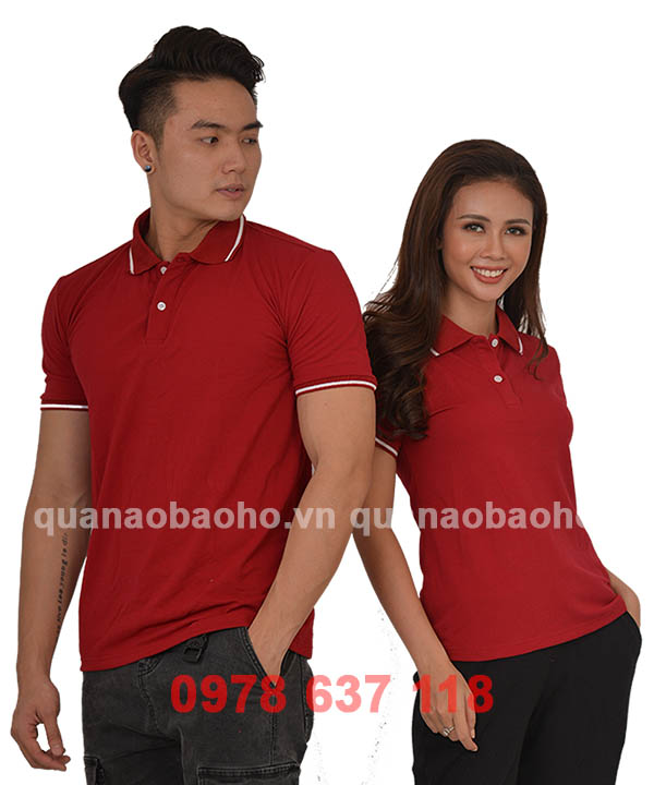 Áo phông cổ bẻ màu đỏ đô | Ao phong co be mau do do