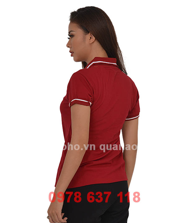 Áo phông cổ bẻ màu đỏ đô | Ao phong co be mau do do