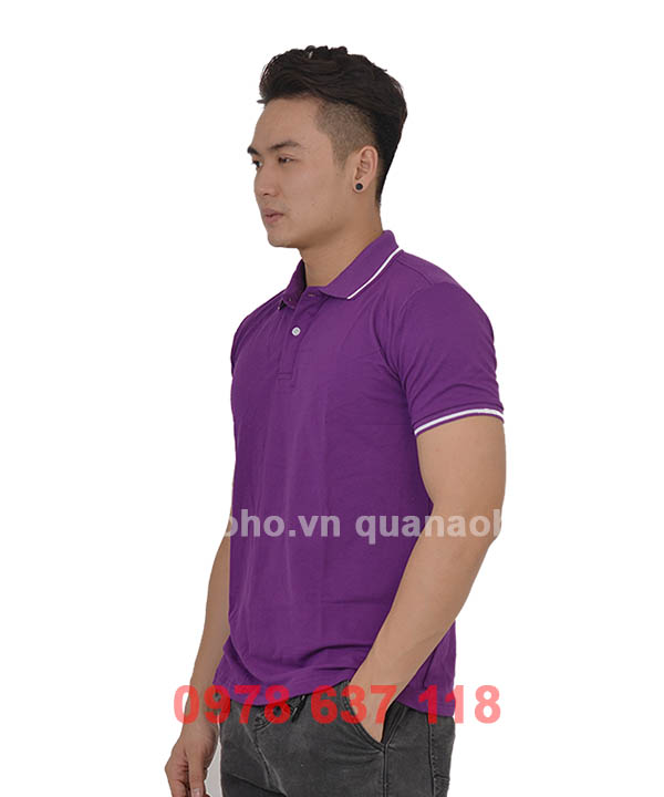 Áo phông cổ bẻ màu tím | Ao phong co be mau tim