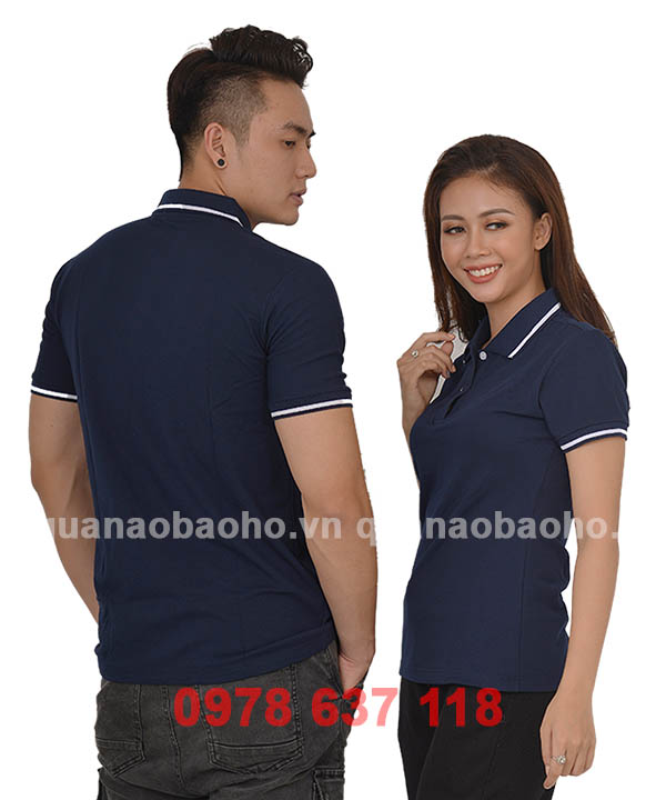 Áo phông cổ bẻ màu xanh than | Ao phong co be mau xanh than