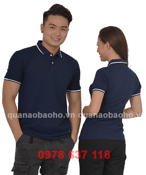 Áo phông cổ bẻ màu xanh than | Ao phong co be mau xanh than