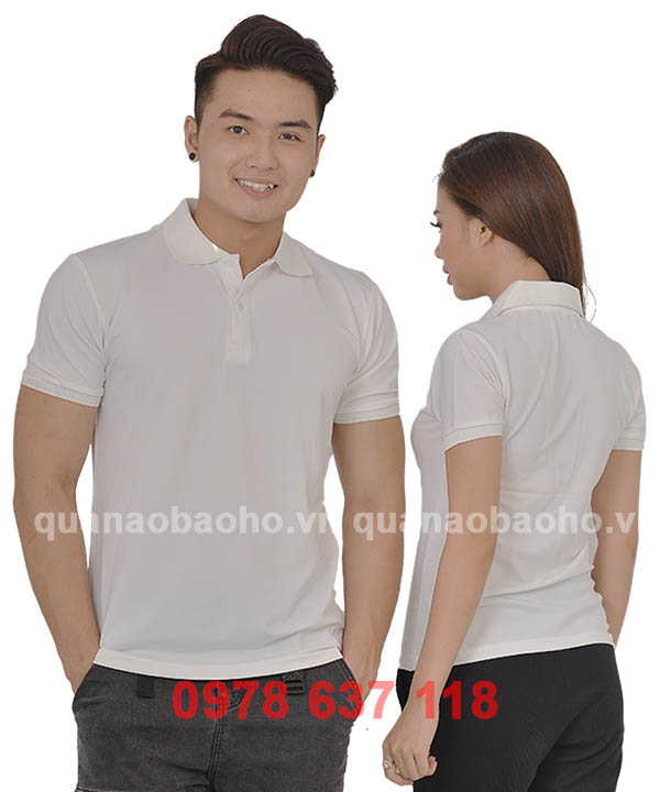 Áo phông cổ bẻ màu trắng | Ao phong co be mau trang