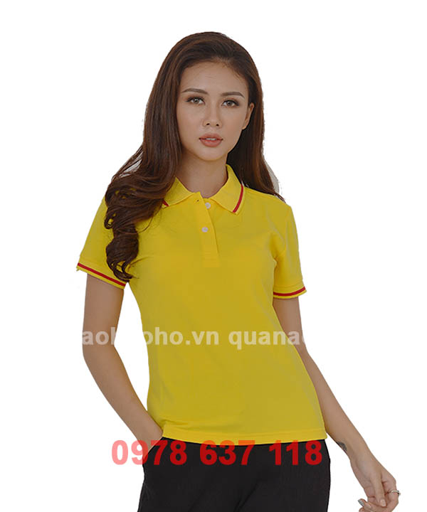 Áo phông cổ bẻ màu vàng | Ao phong co be mau vang