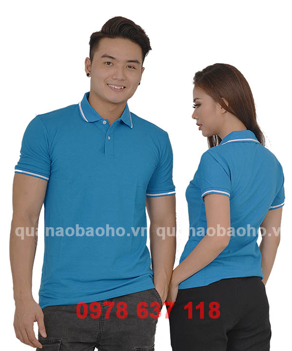 Áo phông cổ bẻ màu xanh YA | Ao phong co be mau xanh YA