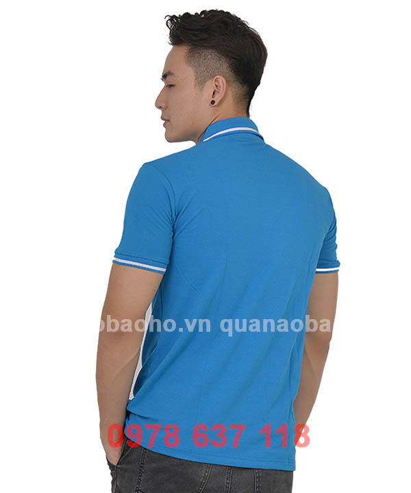 Áo phông cổ bẻ màu xanh YA | Ao phong co be mau xanh YA