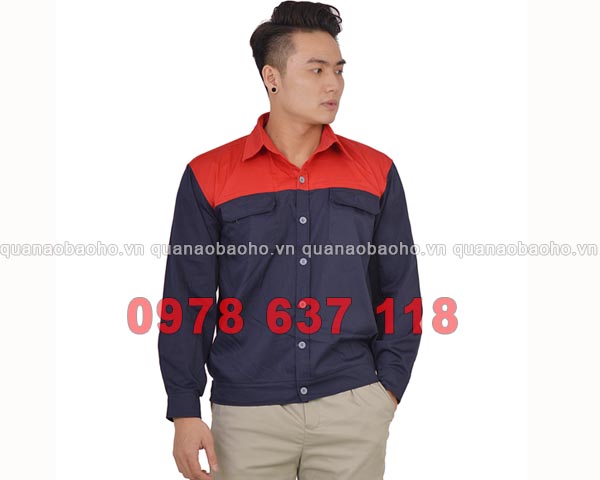 Áo bảo hộ lao động màu xanh đỏ | Ao bao ho lao dong mau xanh do