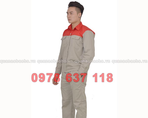 Áo bảo hộ lao động ghi phối đỏ | Ao bao ho lao dong mau ghi phoi do